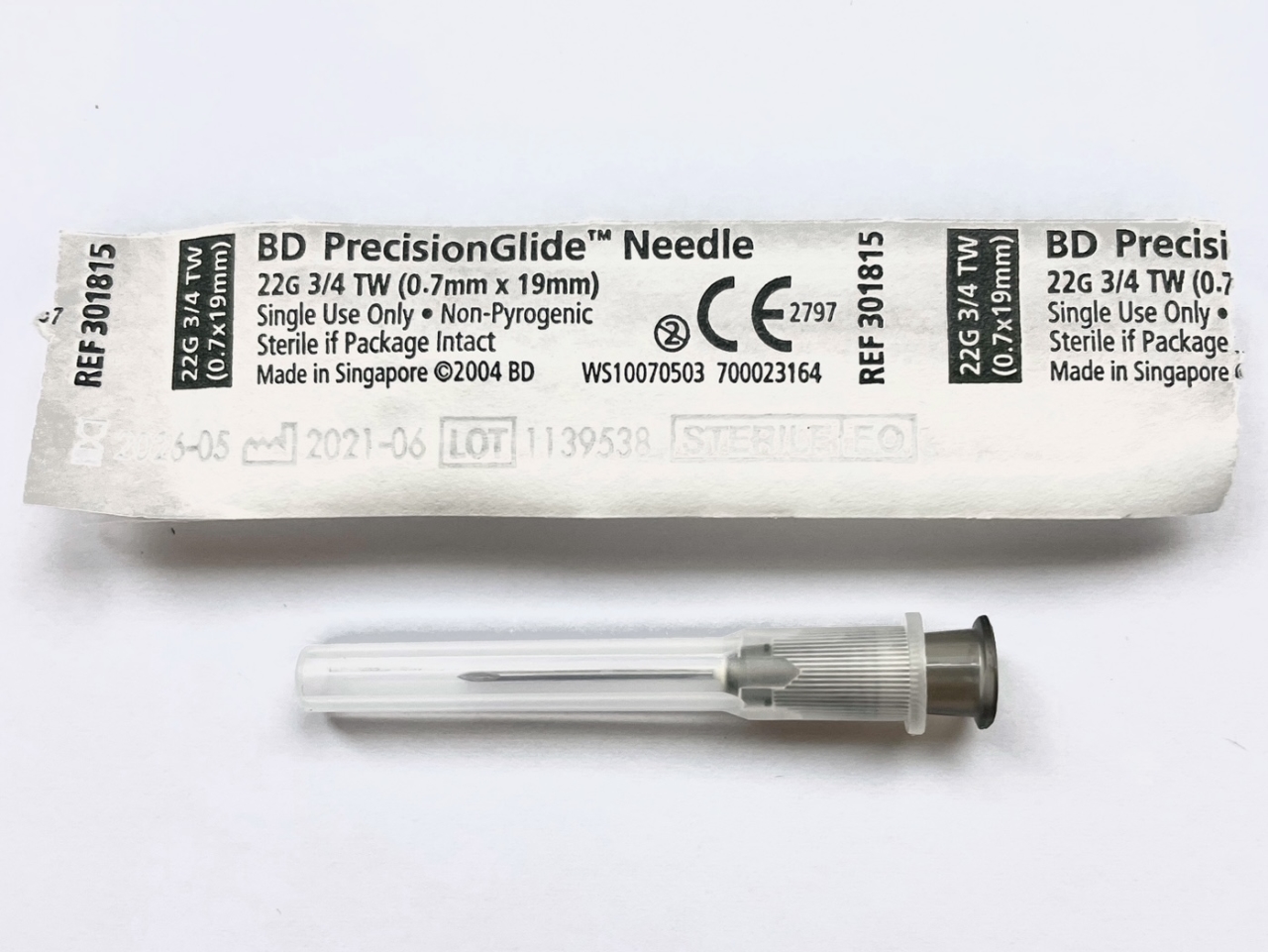 BD 22 gauge x 3/4 inch needle