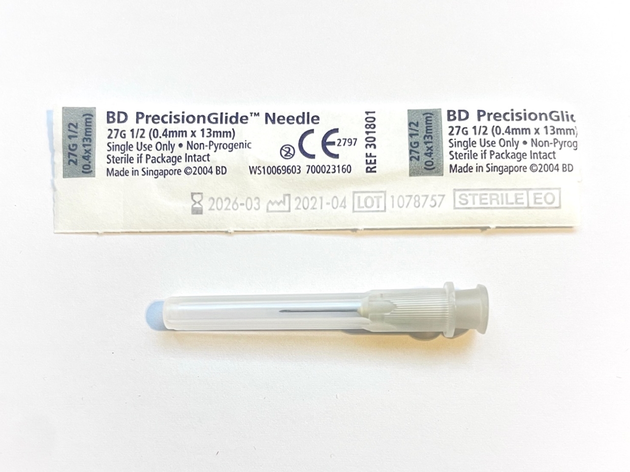 BD 27 gauge x 1/2 inch needle