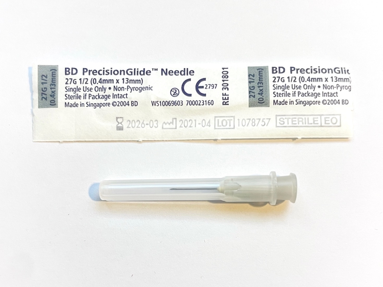 BD 27 gauge x 1/2 inch needle